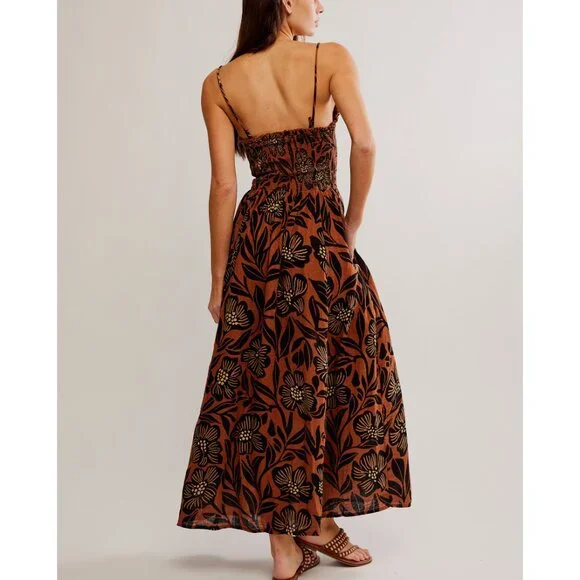 🌙FREE PEOPLE Sweet Nothings Midi Dress/Brown Patina Combo🌙 - Picture 3 of 10
